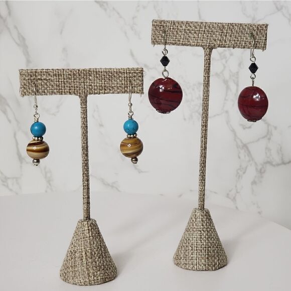 ARTISAN Set of 2 Pairs Glass Bead French Hook Earrings - Picture 1 of 5